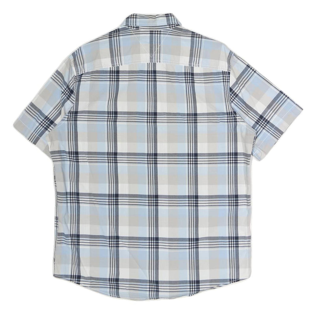TOMMY HILFIGER Mens Blue & Grey Check Shirt M Classic Fit Casual Button-Down