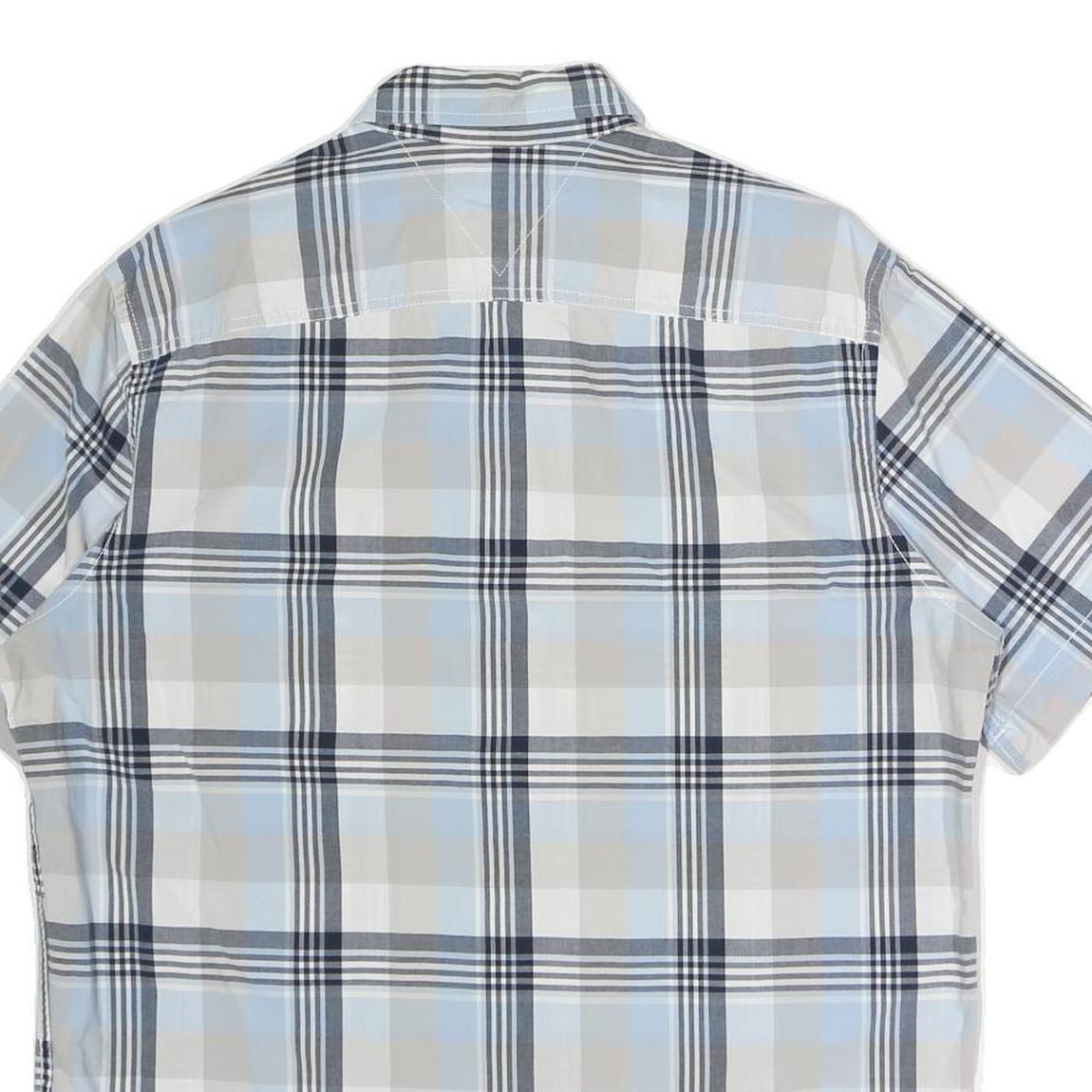 TOMMY HILFIGER Mens Blue & Grey Check Shirt M Classic Fit Casual Button-Down