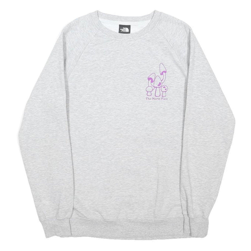 THE NORTH FACE Womens Grey Sweatshirt XS Purple Camp Graphic Crew Neck Casual