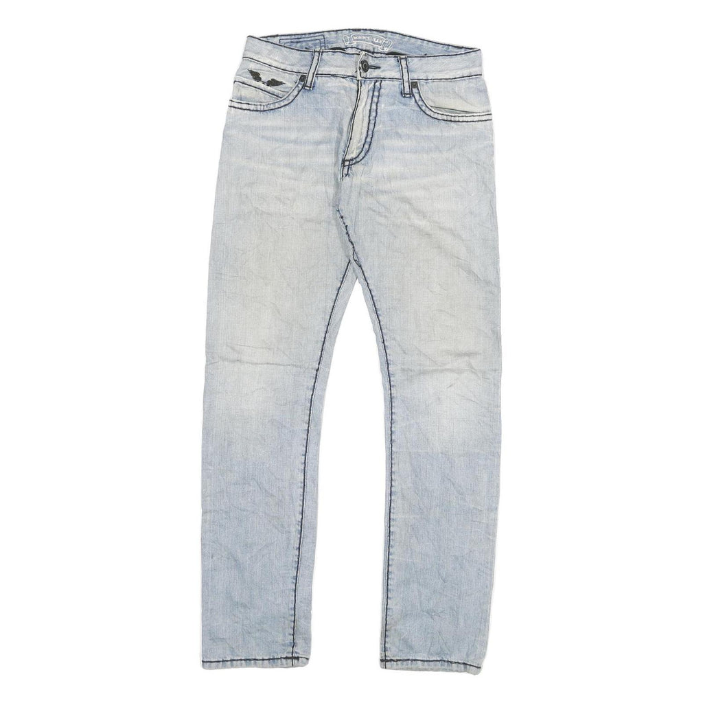 Light Blue Mens Slim Skinny Denim Jeans Cotton Blend W30 L31 Faded Washed Zip