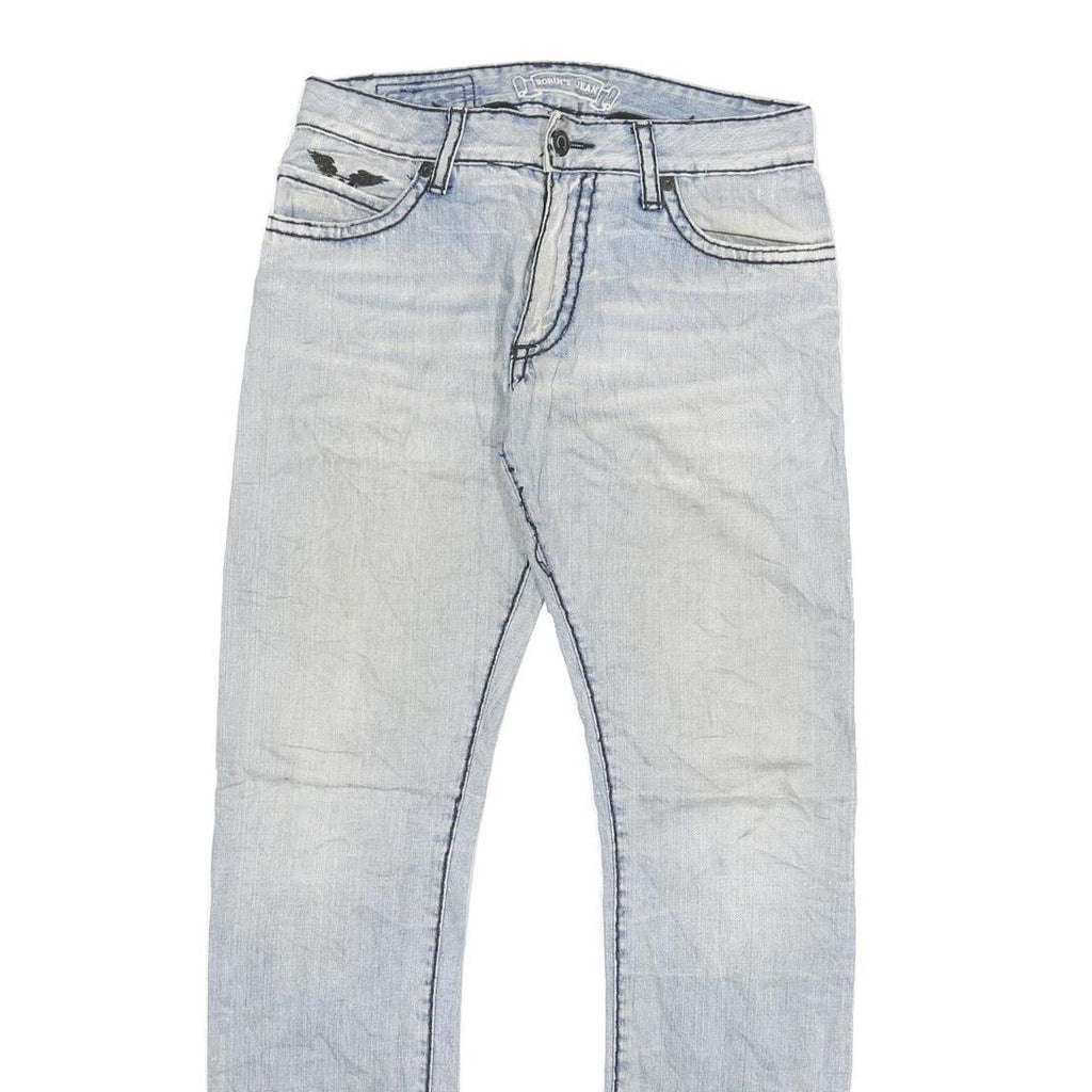 Light Blue Mens Slim Skinny Denim Jeans Cotton Blend W30 L31 Faded Washed Zip