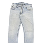 Light Blue Mens Slim Skinny Denim Jeans Cotton Blend W30 L31 Faded Washed Zip