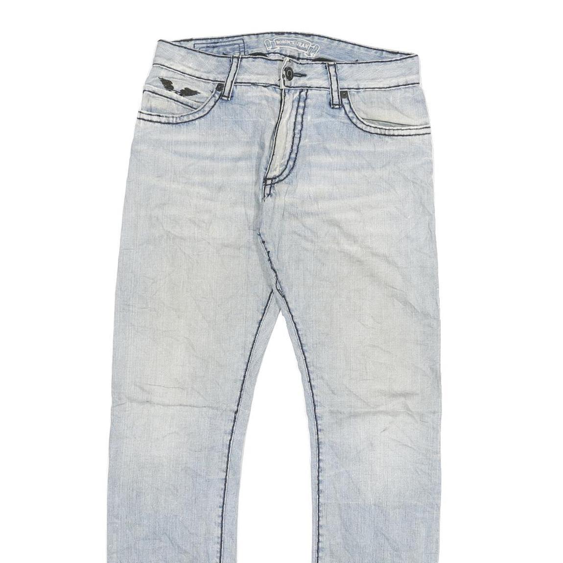 Light Blue Mens Slim Skinny Denim Jeans Cotton Blend W30 L31 Faded Washed Zip