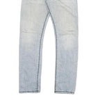 Light Blue Mens Slim Skinny Denim Jeans Cotton Blend W30 L31 Faded Washed Zip