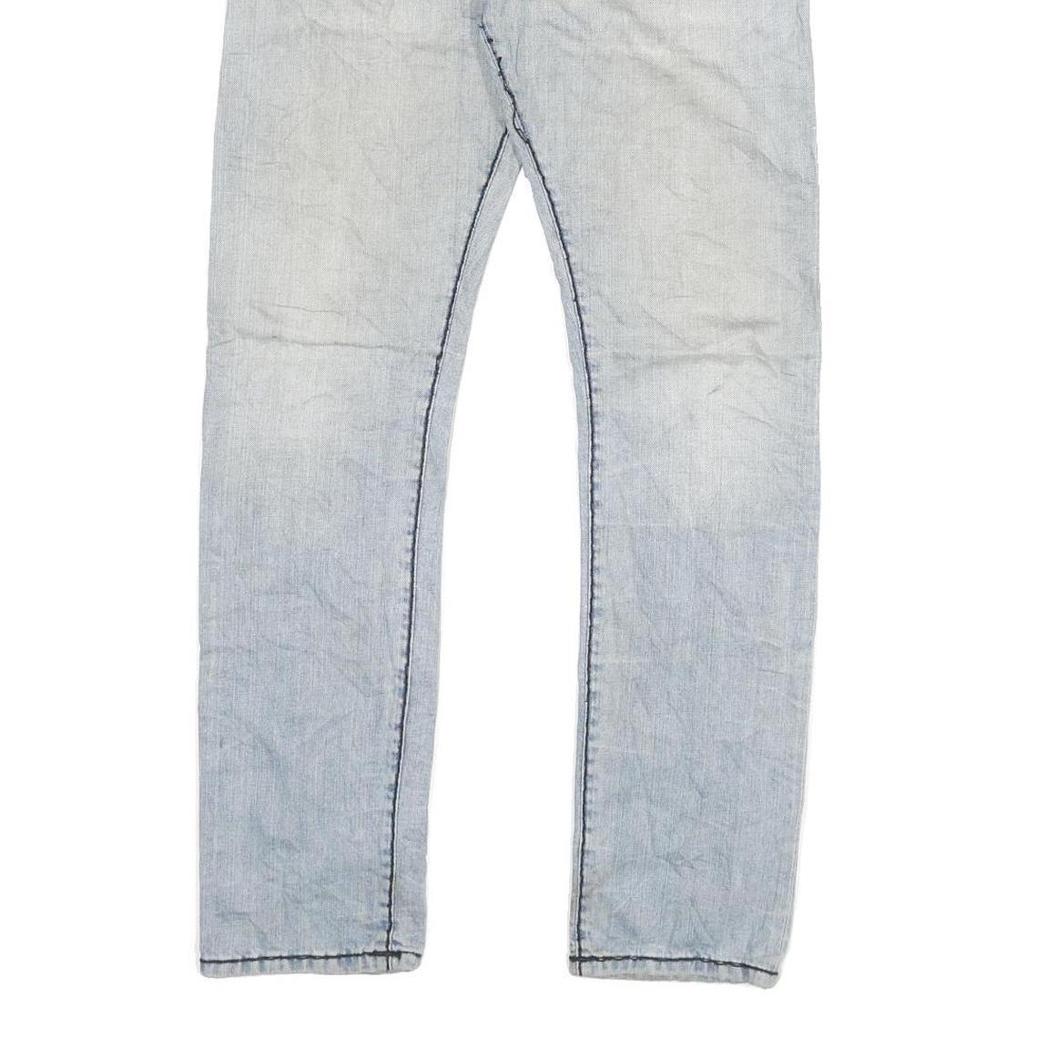 Light Blue Mens Slim Skinny Denim Jeans Cotton Blend W30 L31 Faded Washed Zip