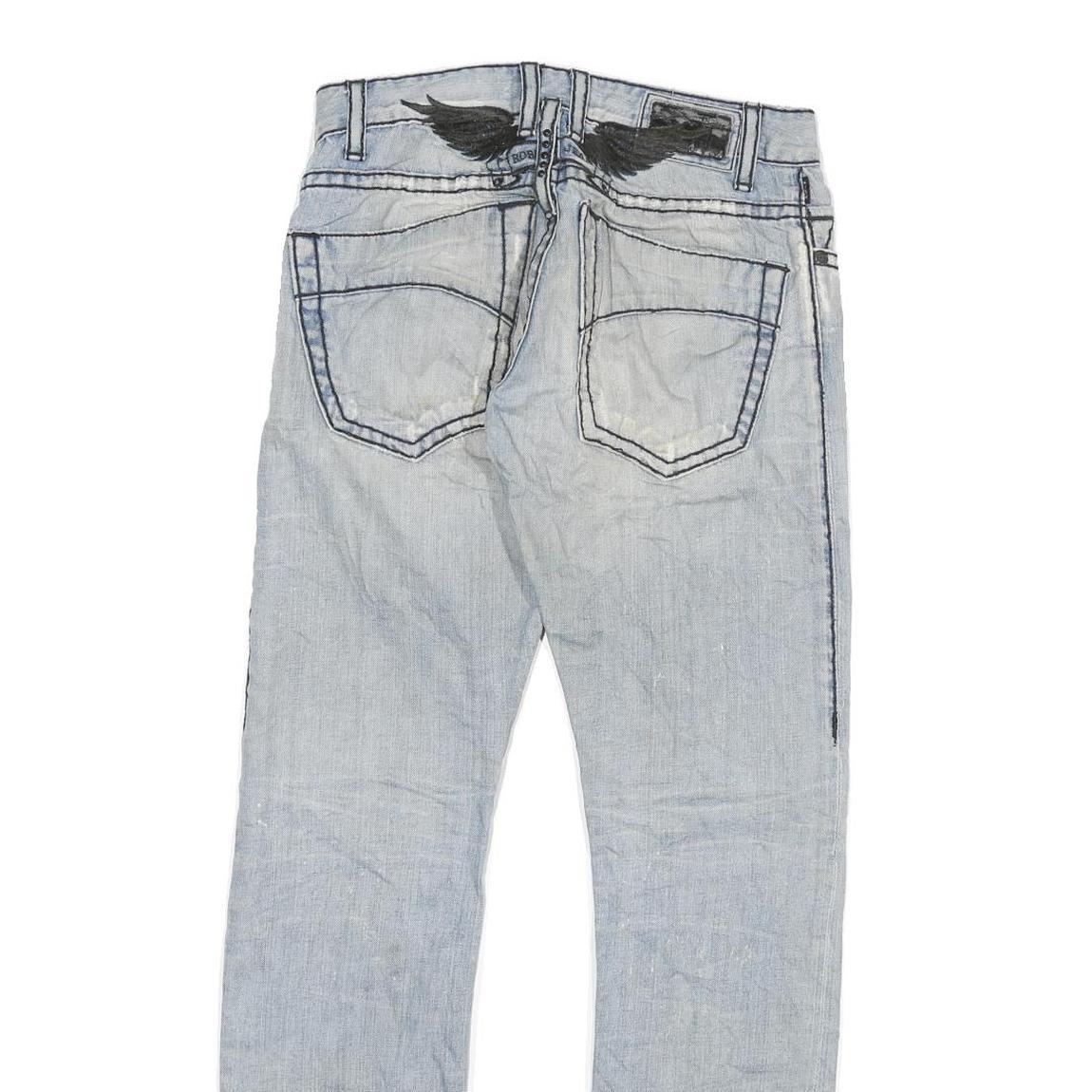 Light Blue Mens Slim Skinny Denim Jeans Cotton Blend W30 L31 Faded Washed Zip