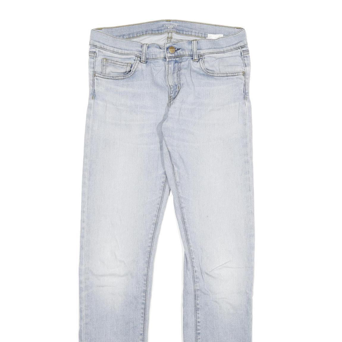 CARHARTT Mens Slim Light Blue Denim Jeans W30 L34 Zip Closure Cotton Blend