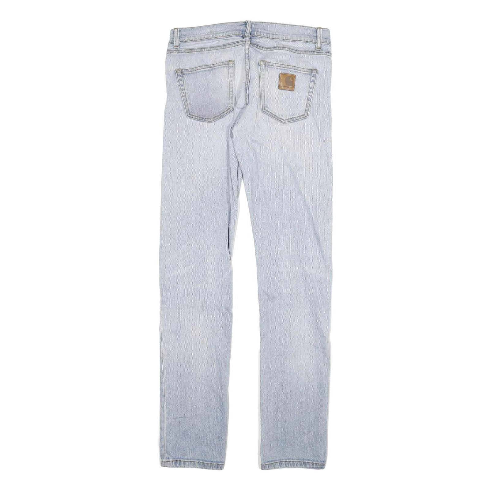 CARHARTT Mens Slim Light Blue Denim Jeans W30 L34 Zip Closure Cotton Blend