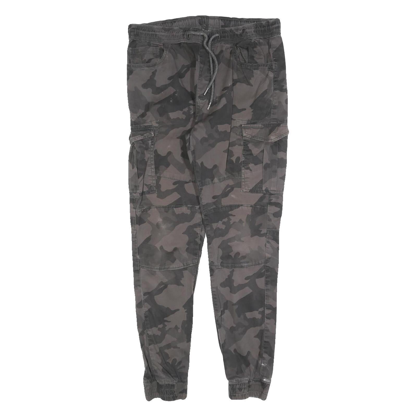 FSBN Mens Cotton Blend Camouflage Slim Cargo Drawstring Trousers W30 L27