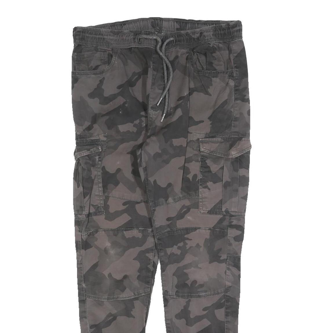 FSBN Mens Cotton Blend Camouflage Slim Cargo Drawstring Trousers W30 L27