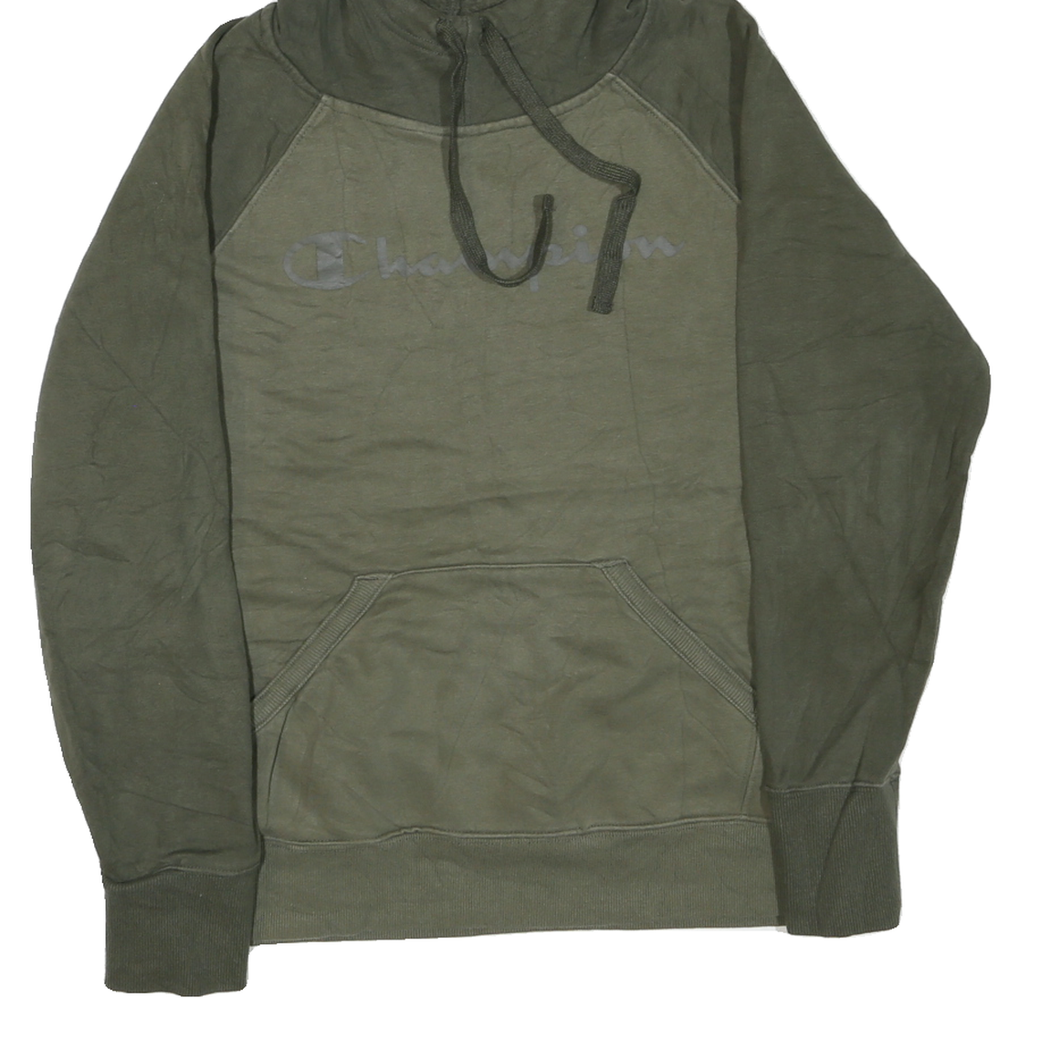 CHAMPION Mens Green Cotton Blend Pullover Hoodie M Logo Sweatshirt