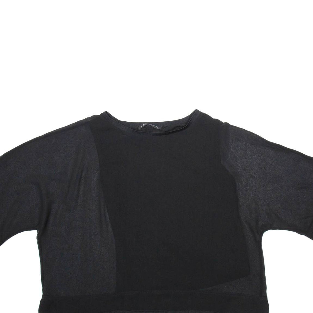 ZARA Womens Blouse Black Long Sleeve Viscose M