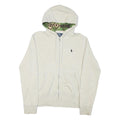 POLO RALPH LAUREN Womens Cream Hoodie M Cotton Blend Zip Hooded Sweatshirt