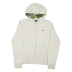 POLO RALPH LAUREN Womens Cream Hoodie M Cotton Blend Zip Hooded Sweatshirt