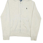 POLO RALPH LAUREN Womens Cream Hoodie M Cotton Blend Zip Hooded Sweatshirt