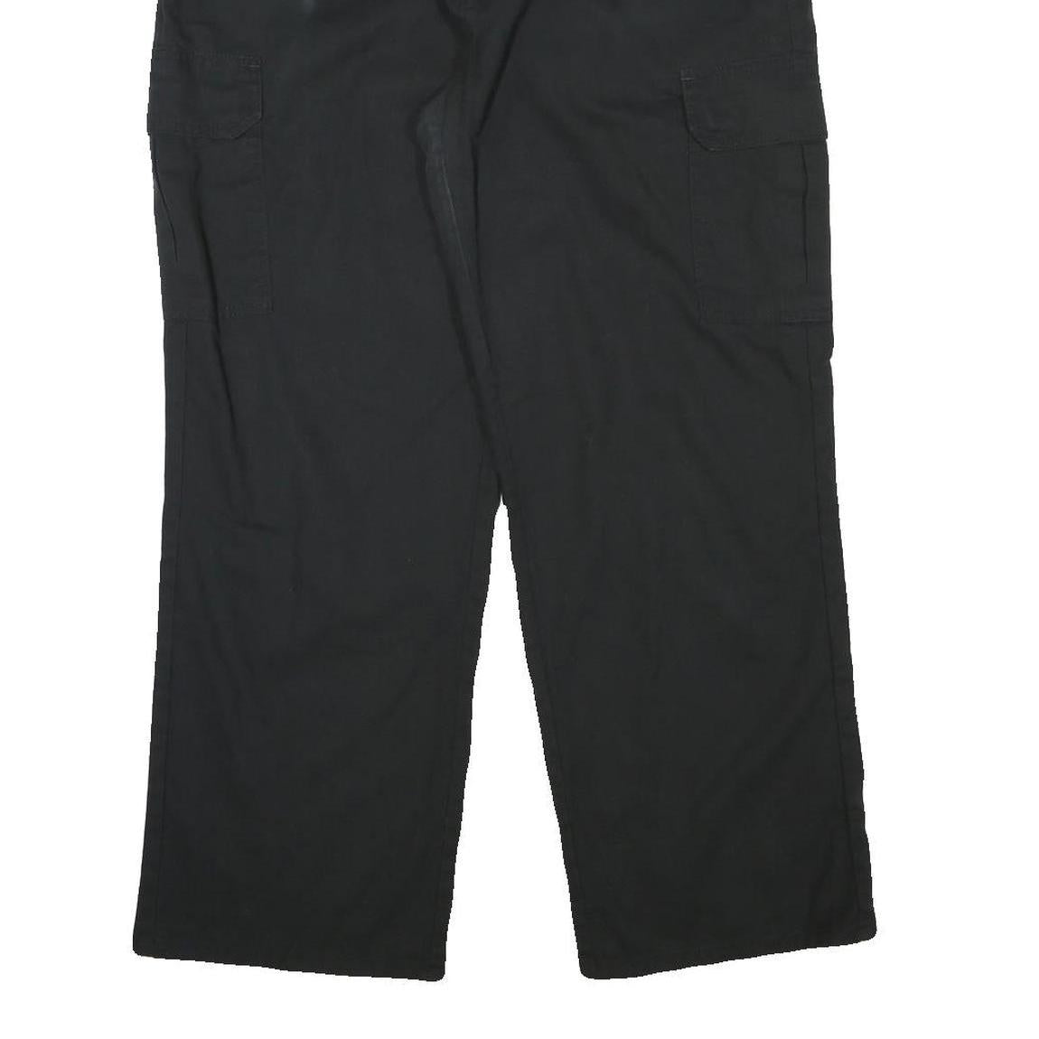DICKIES Mens Cotton Blend Regular Black Cargo Trousers W36 L29 Workwear Zip