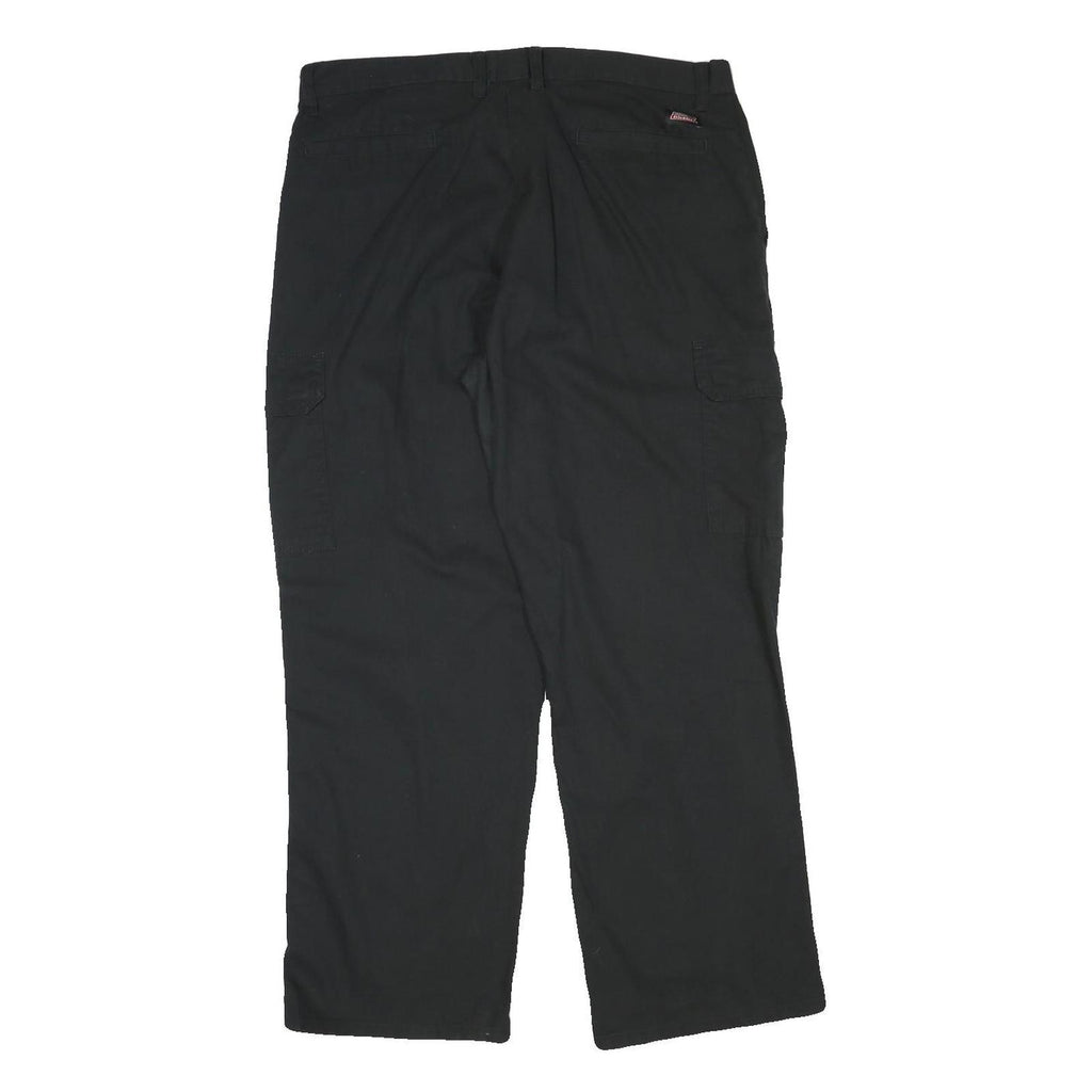 DICKIES Mens Cotton Blend Regular Black Cargo Trousers W36 L29 Workwear Zip