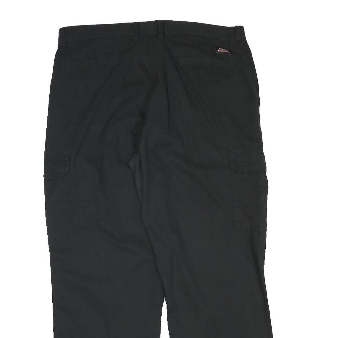 DICKIES Mens Cotton Blend Regular Black Cargo Trousers W36 L29 Workwear Zip