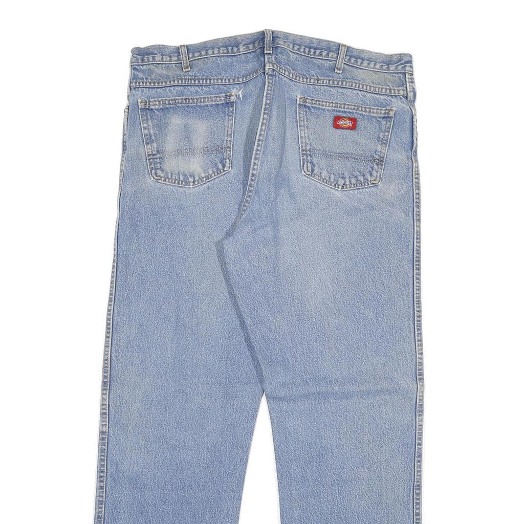 DICKIES Mens Jeans Blue Regular Straight Denim Light W38 L33 Workwear Zip