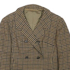 ERLE FZ Womens Brown & Black Double Breasted Jacket S Wool Houndstooth Button