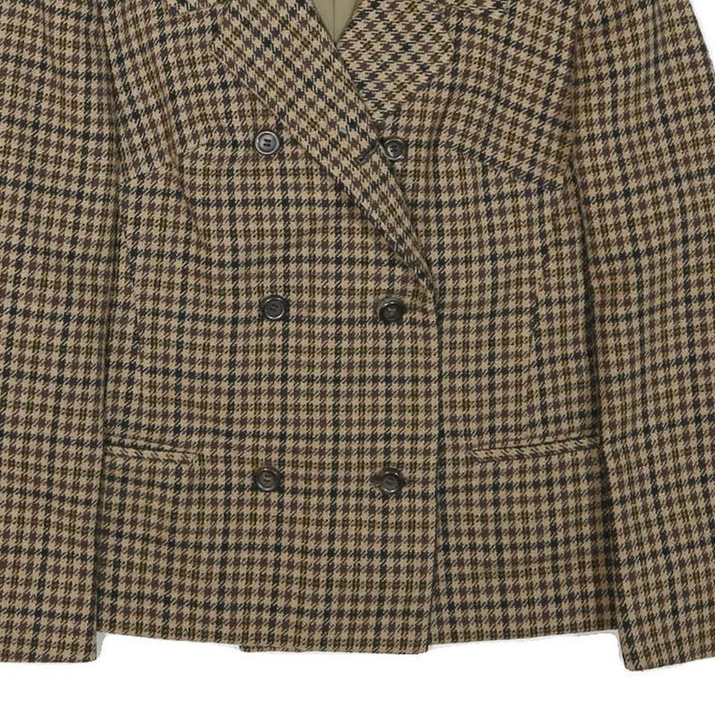 ERLE FZ Womens Brown & Black Double Breasted Jacket S Wool Houndstooth Button