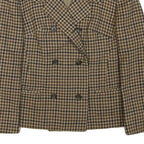 ERLE FZ Womens Brown & Black Double Breasted Jacket S Wool Houndstooth Button