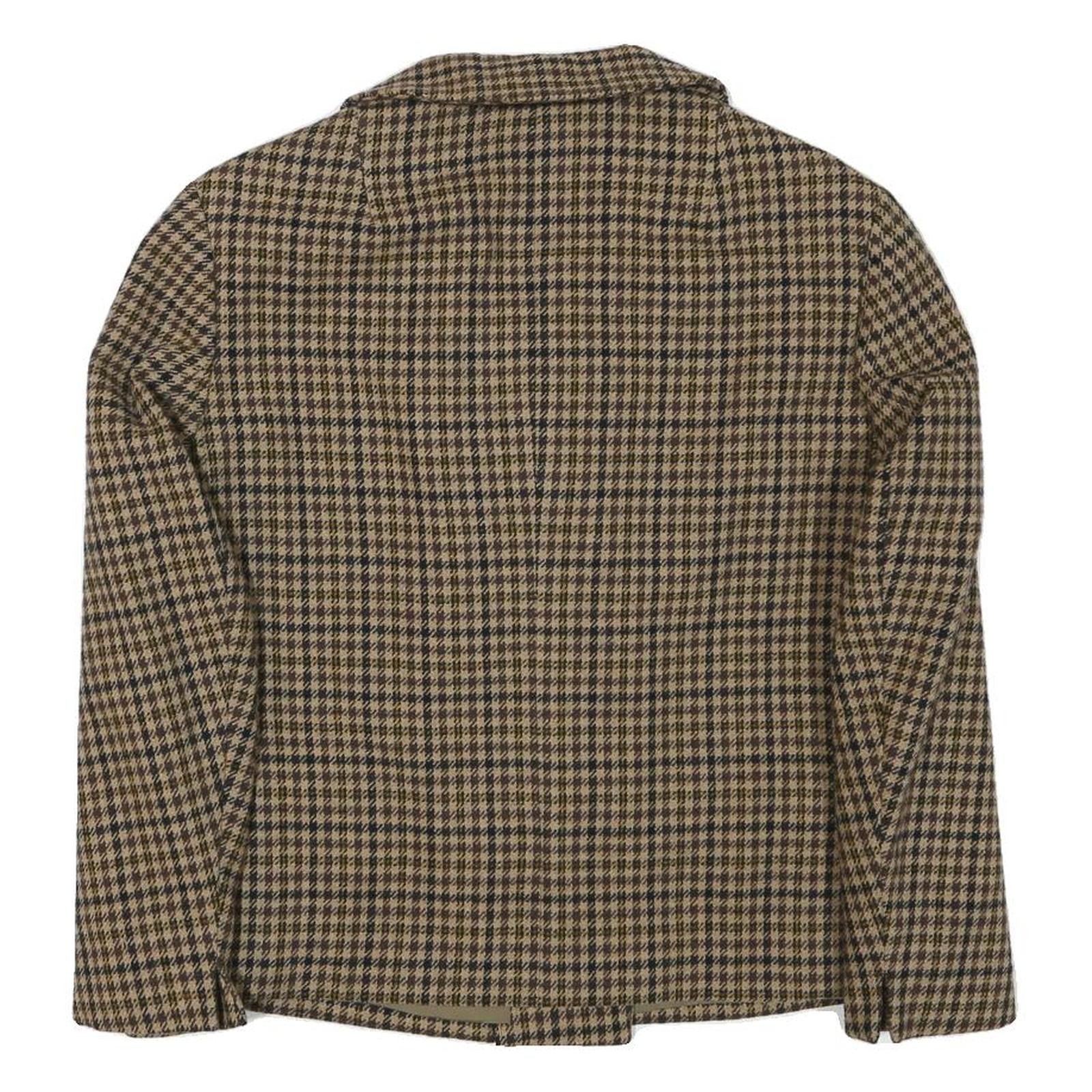 ERLE FZ Womens Brown & Black Double Breasted Jacket S Wool Houndstooth Button