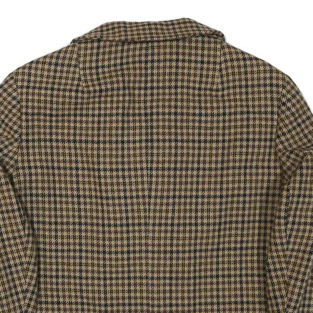 ERLE FZ Womens Brown & Black Double Breasted Jacket S Wool Houndstooth Button