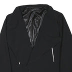 ZARA WOMAN Womens Black Collarless Jacket M Polyester Blend Plain Sleek Tailored