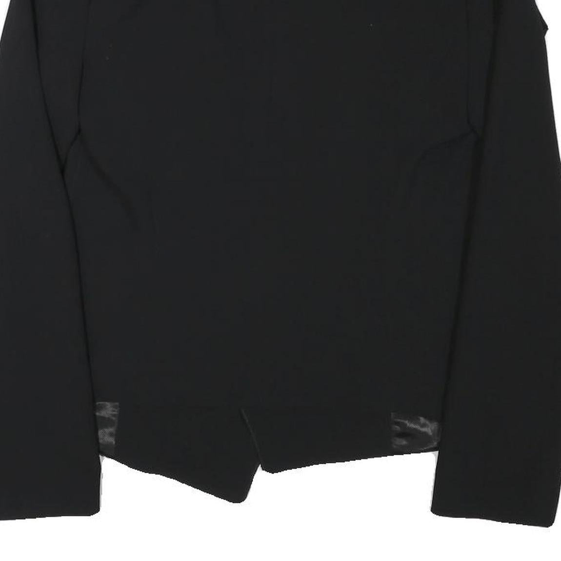 ZARA WOMAN Womens Black Collarless Jacket M Polyester Blend Plain Sleek Tailored