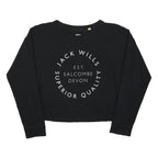 JACK WILLS Womens Black Sweatshirt M Cotton Blend Crew Neck Pullover Logo Print