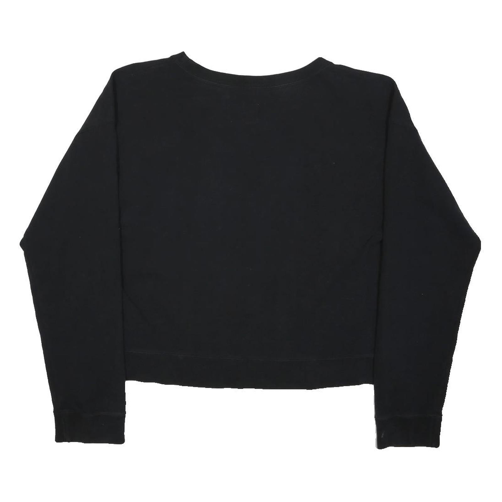 JACK WILLS Womens Black Sweatshirt M Cotton Blend Crew Neck Pullover Logo Print