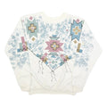INDIA INK Womens White Geometric Pattern Crew Neck M Cotton Blend Sweatshirt