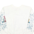 INDIA INK Womens White Geometric Pattern Crew Neck M Cotton Blend Sweatshirt