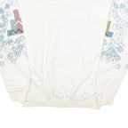 INDIA INK Womens White Geometric Pattern Crew Neck M Cotton Blend Sweatshirt