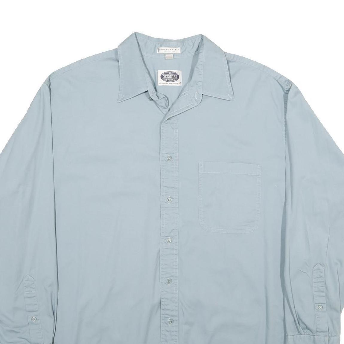VAN HEUSEN Mens Blue Shirt XL Cotton Comfortable Classic Fit Chest Pocket