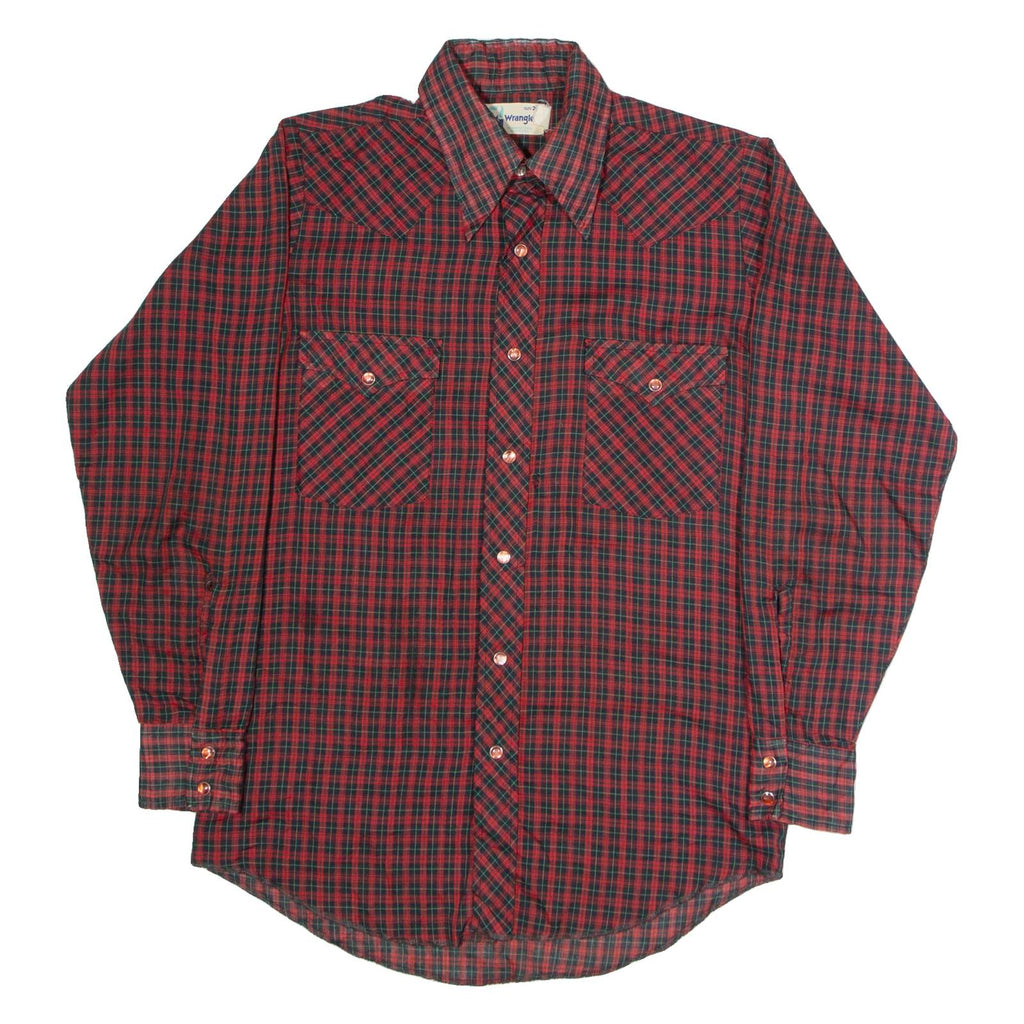 WRANGLER Mens Shirt Red 90s Check Long Sleeve S