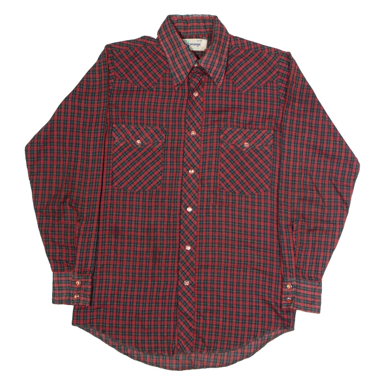 WRANGLER Mens Shirt Red 90s Check Long Sleeve S