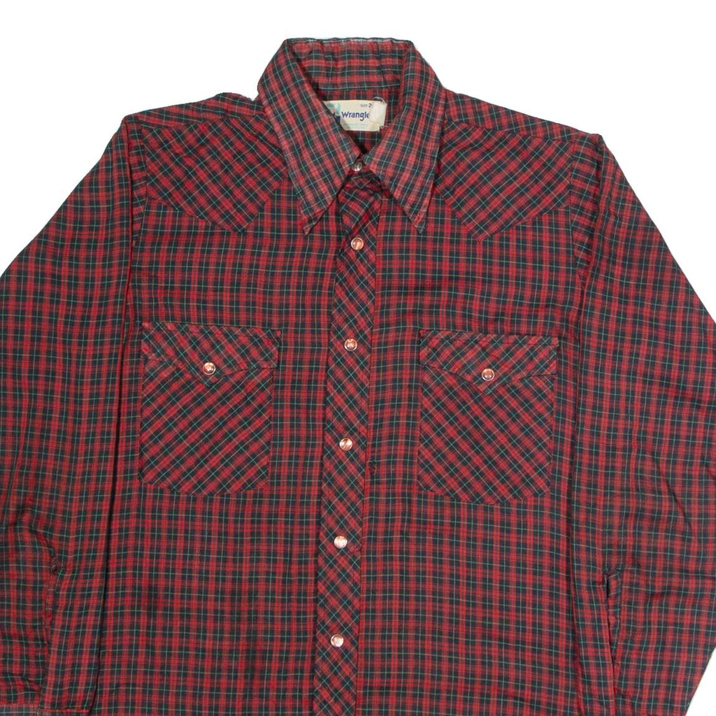 WRANGLER Mens Shirt Red 90s Check Long Sleeve S