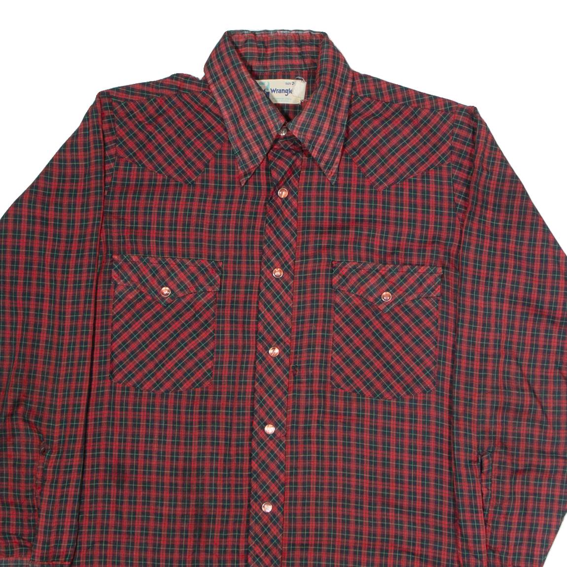 WRANGLER Mens Shirt Red 90s Check Long Sleeve S