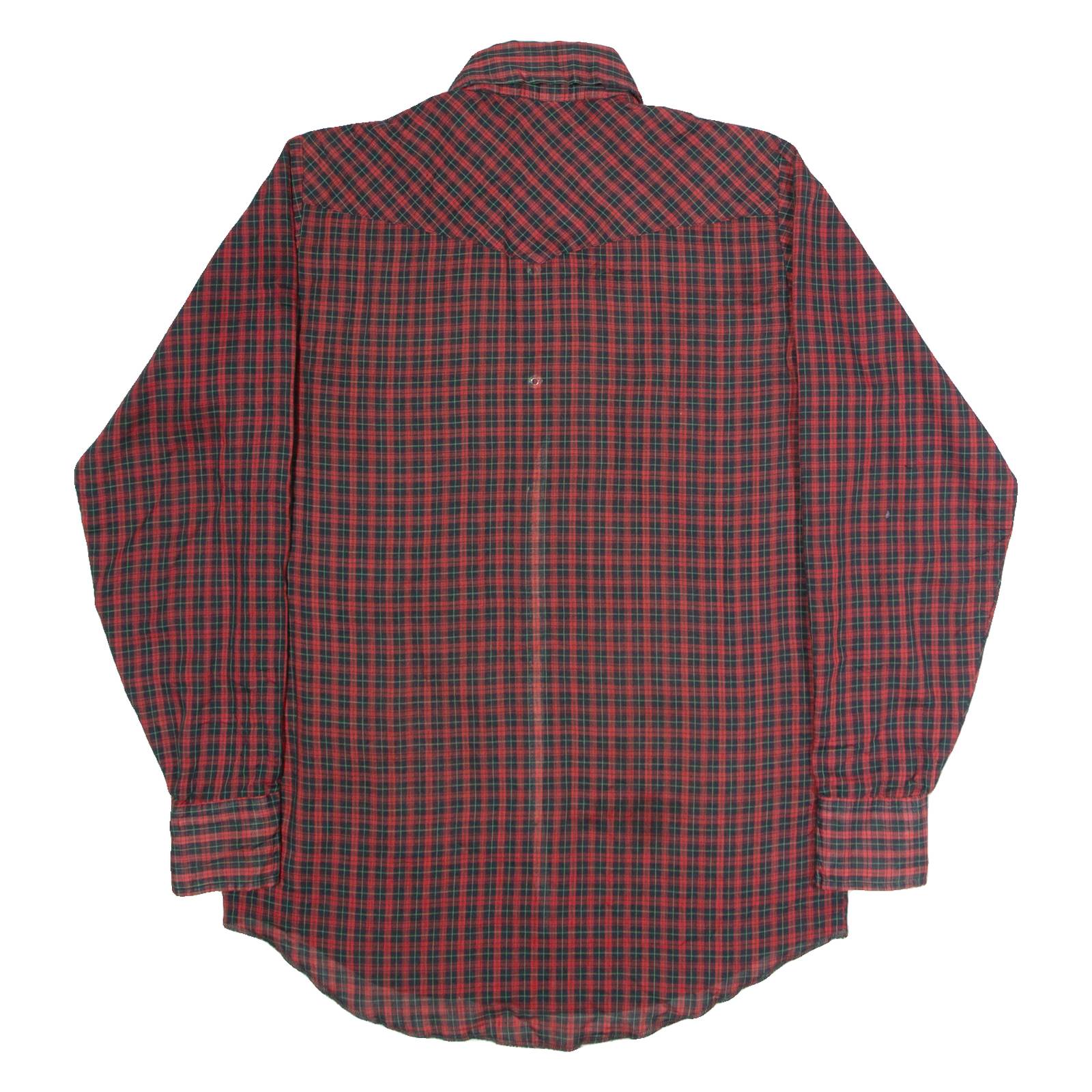 WRANGLER Mens Shirt Red 90s Check Long Sleeve S