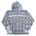 Mens Pullover Jacket Blue Hooded Crazy Pattern L