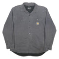 CARHARTT Fleece Lined Mens Grey Workwear Shirt L Durable Polyester Button Up