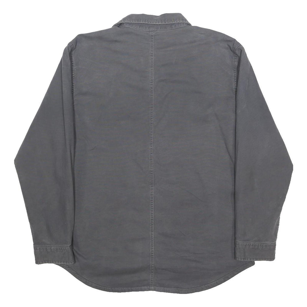 CARHARTT Fleece Lined Mens Grey Workwear Shirt L Durable Polyester Button Up