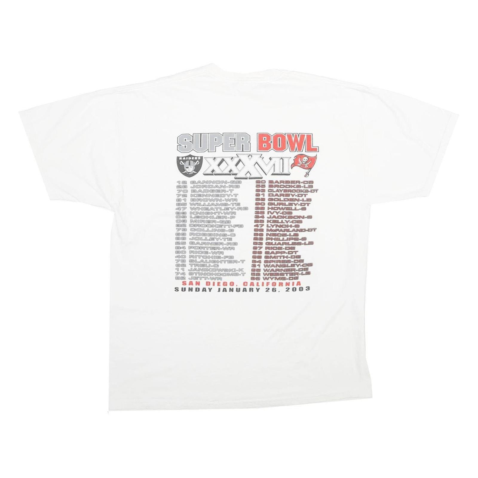 JERZEES Mens White Super Bowl XXXVII Graphic T-Shirt XL Short Sleeve Crew Neck