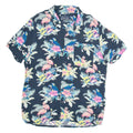 ANGELO LITRICO Mens Hawaiian Shirt Blue Viscose Floral L