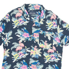 ANGELO LITRICO Mens Hawaiian Shirt Blue Viscose Floral L