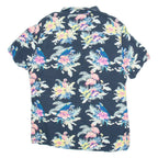 ANGELO LITRICO Mens Hawaiian Shirt Blue Viscose Floral L