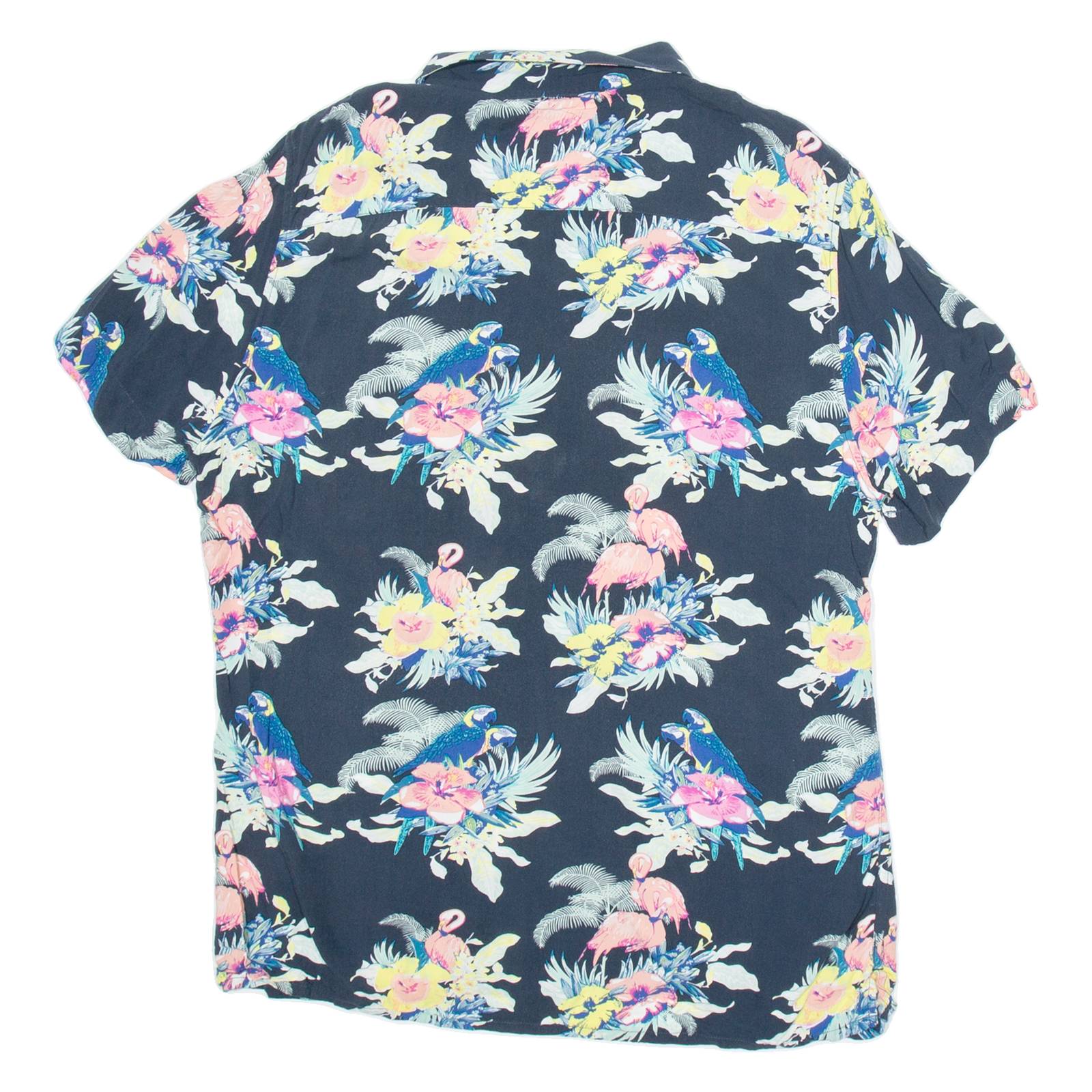 ANGELO LITRICO Mens Hawaiian Shirt Blue Viscose Floral L