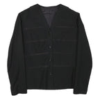 Womens Black Button Cotton Blend Jacket XS Plain Classic Fit Button Closure